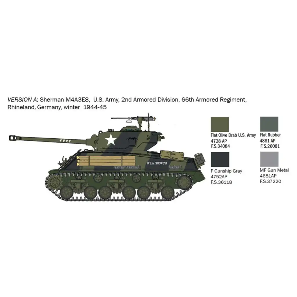 imagen de Italeri 1/56 M4A3E8 Sherman Fury tanque maqueta 3