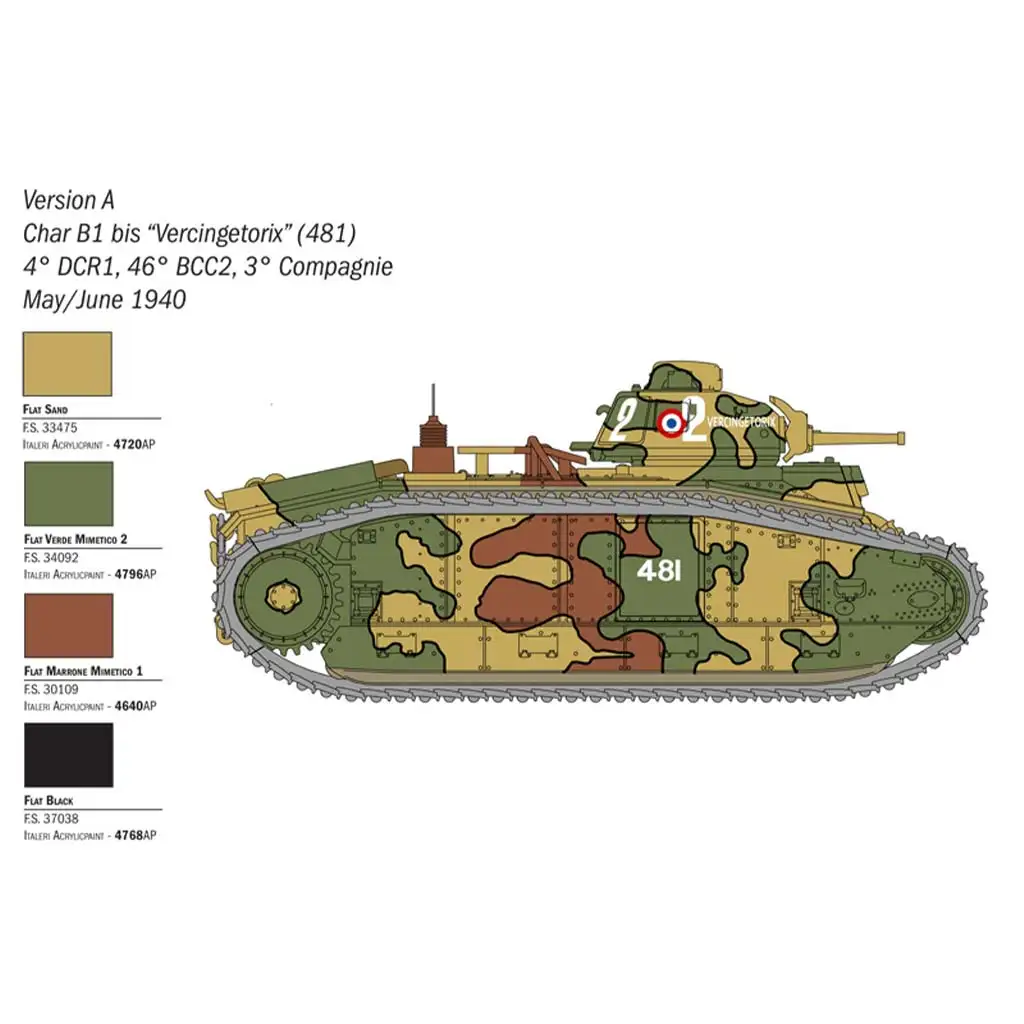 imagen de Italeri 1/56 tanque modelo Char B1 Bis 3