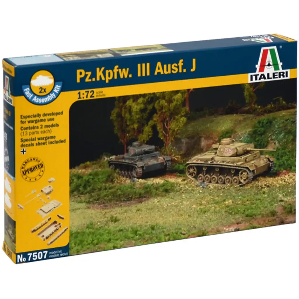 imagen de Italeri 1/72 Pz.Kpfw. III Ausf. J tanque set de modelo de 2 piezas 1