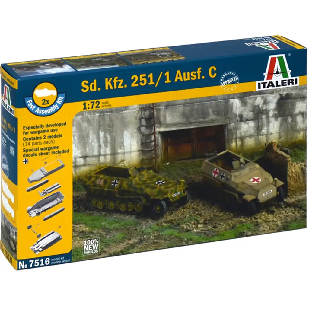 imagen de Italeri 1/72 Sd. Kfz. 251/1 Ausf. C vehículo blindado de media oruga set de maquetas de 2 piezas 1
