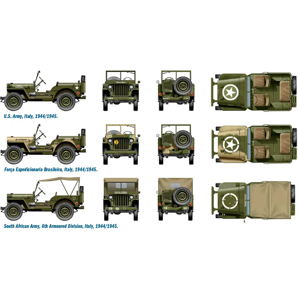 imagen de Italeri 1/72 Willys Jeep 1/4 tonelada 4x4 vehículos militares set de maquetas de 2 piezas 3