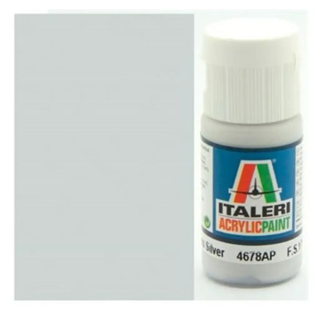 imagen de Italeri Metal Gloss Silver (4678AP) - Pintura acrílica metálica brillante plateada 20ml 1