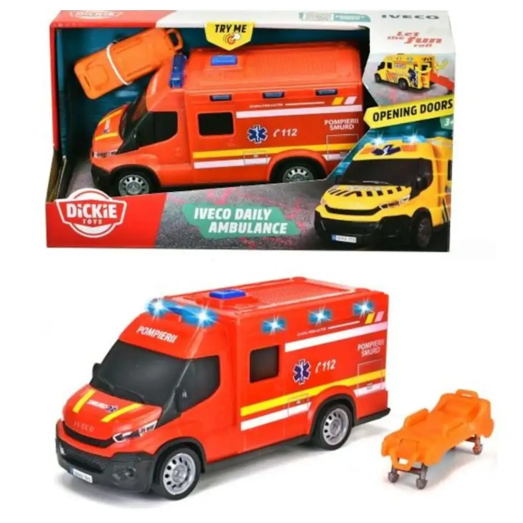 imagen de Iveco camión de bomberos rojo con luz y sonido 18cm - Dickie Toys 1