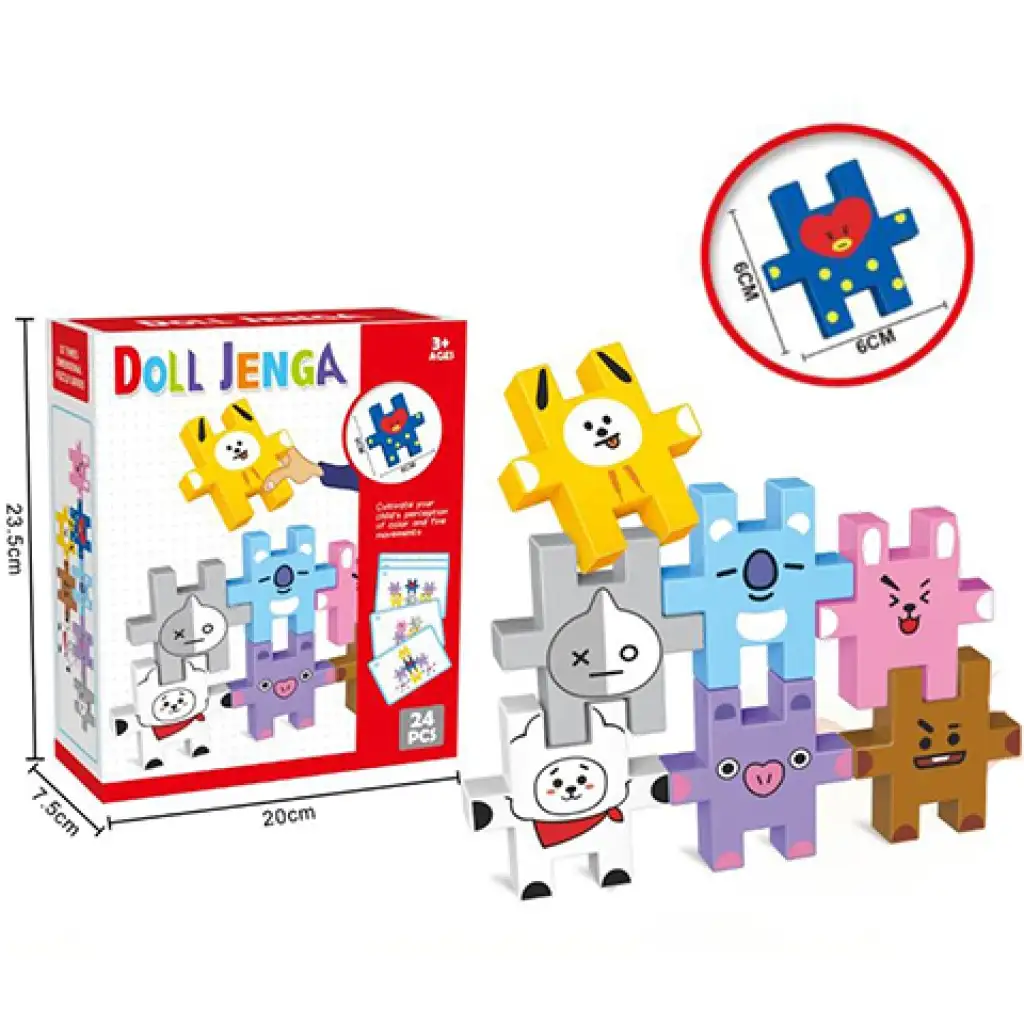 imagen de Jenga Colorido 24 piezas puzzle de animales con piezas de 6cm 1