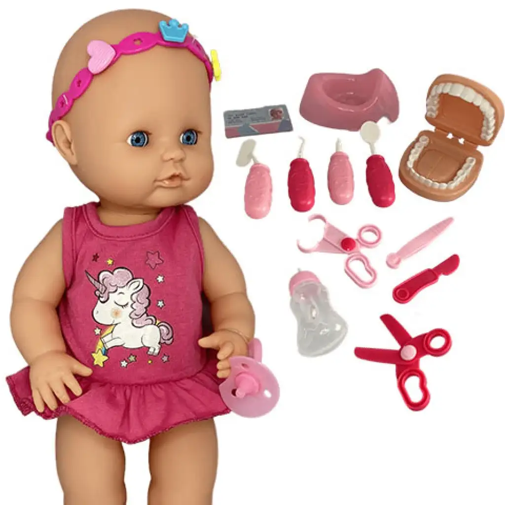 imagen de Jenny: Muñeca que hace pipí con set de juego dental de 12 piezas en dos versiones 2