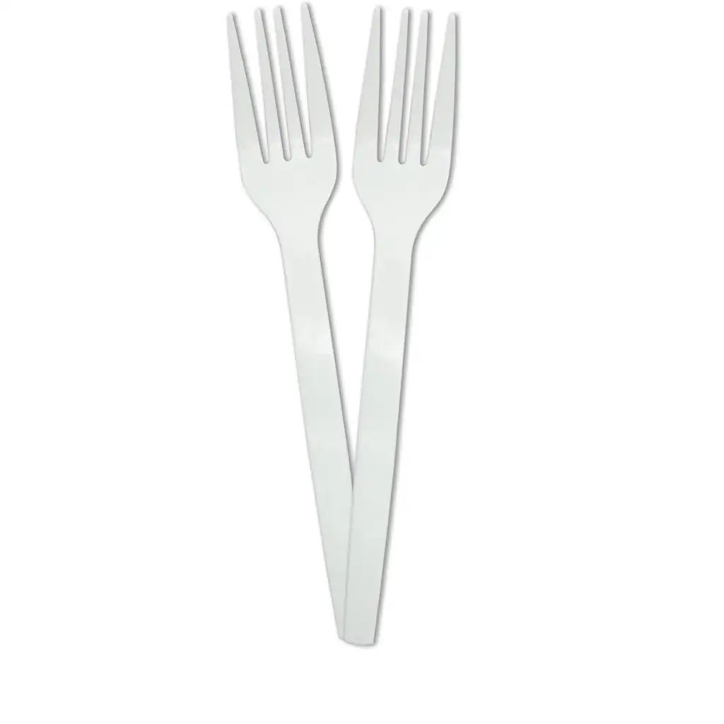 imagen de Juego de 10 tenedores reciclables blancos 1