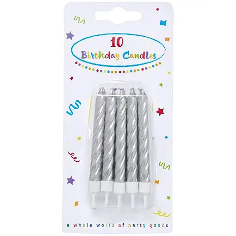 imagen de Juego de 10 velas de color plata retorcidas 1