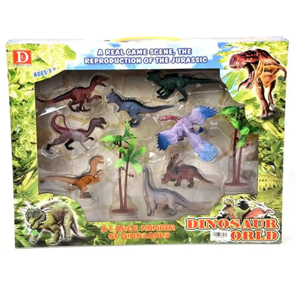 imagen de Juego de 8 piezas de dinosaurios con accesorios 1