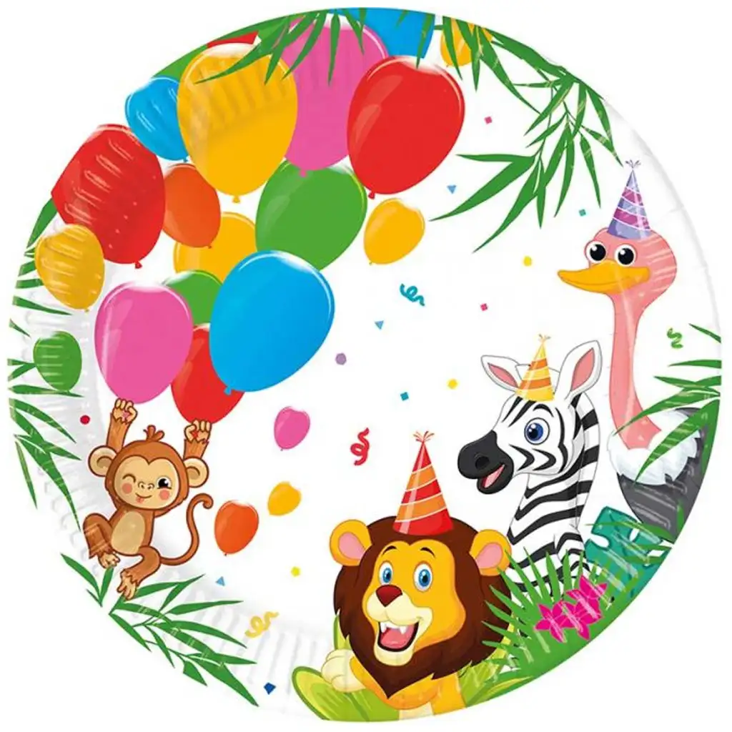 imagen de Juego de 8 platos de papel con estampado de jungla 23cm 1