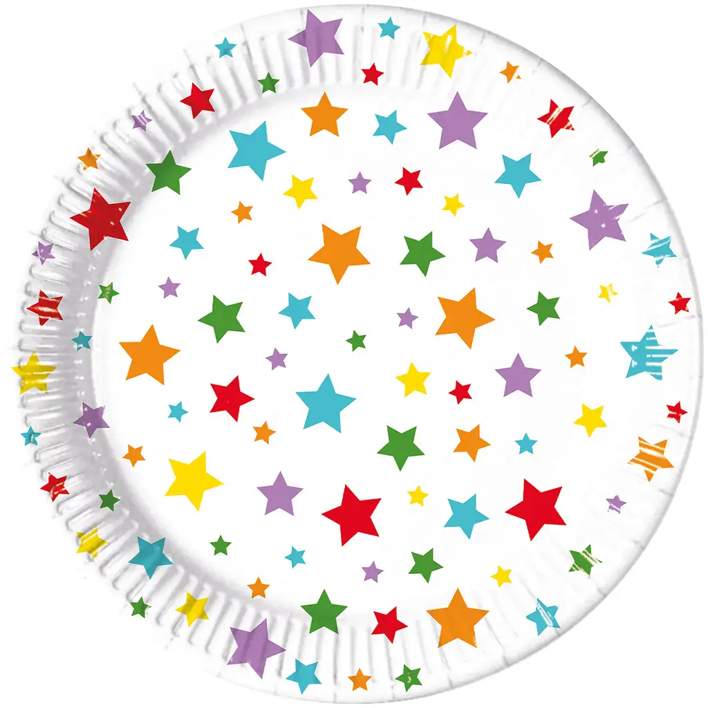 imagen de Juego de 8 platos de papel con estrellas de 23 cm 1