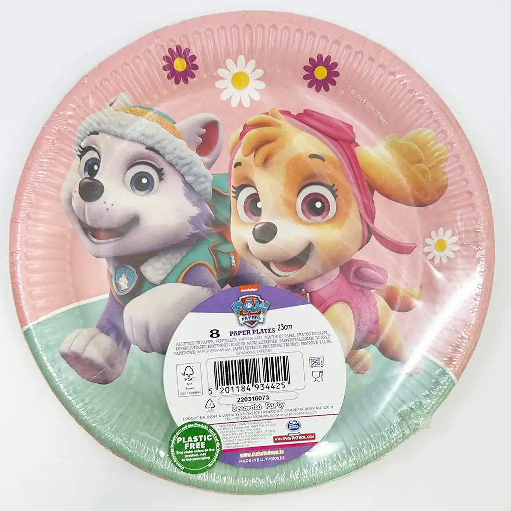imagen de Juego de 8 platos de papel de Everest y Skye de Patrulla Canina 1