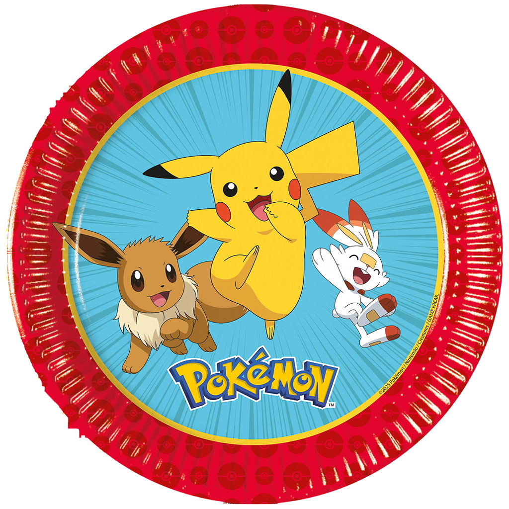 imagen de Juego de 8 platos de papel de Pokémon de 20 cm 1