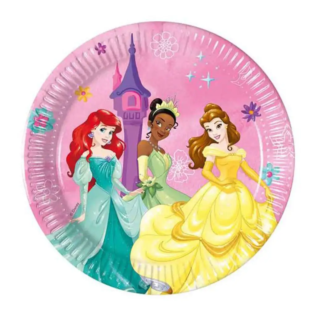 imagen de Juego de 8 platos de papel de Princesas Disney de 20 cm 1