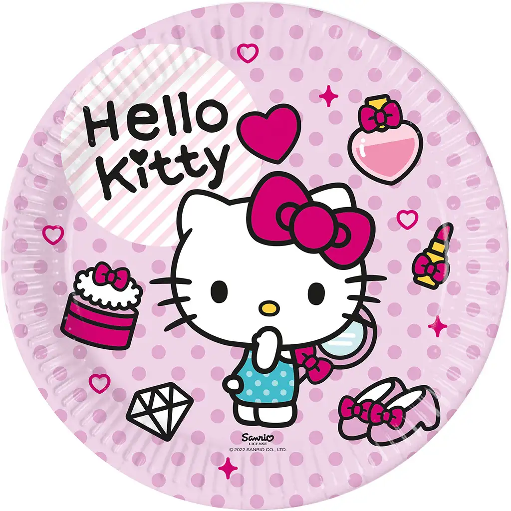 imagen de Juego de 8 platos de papel Hello Kitty de 23 cm 1