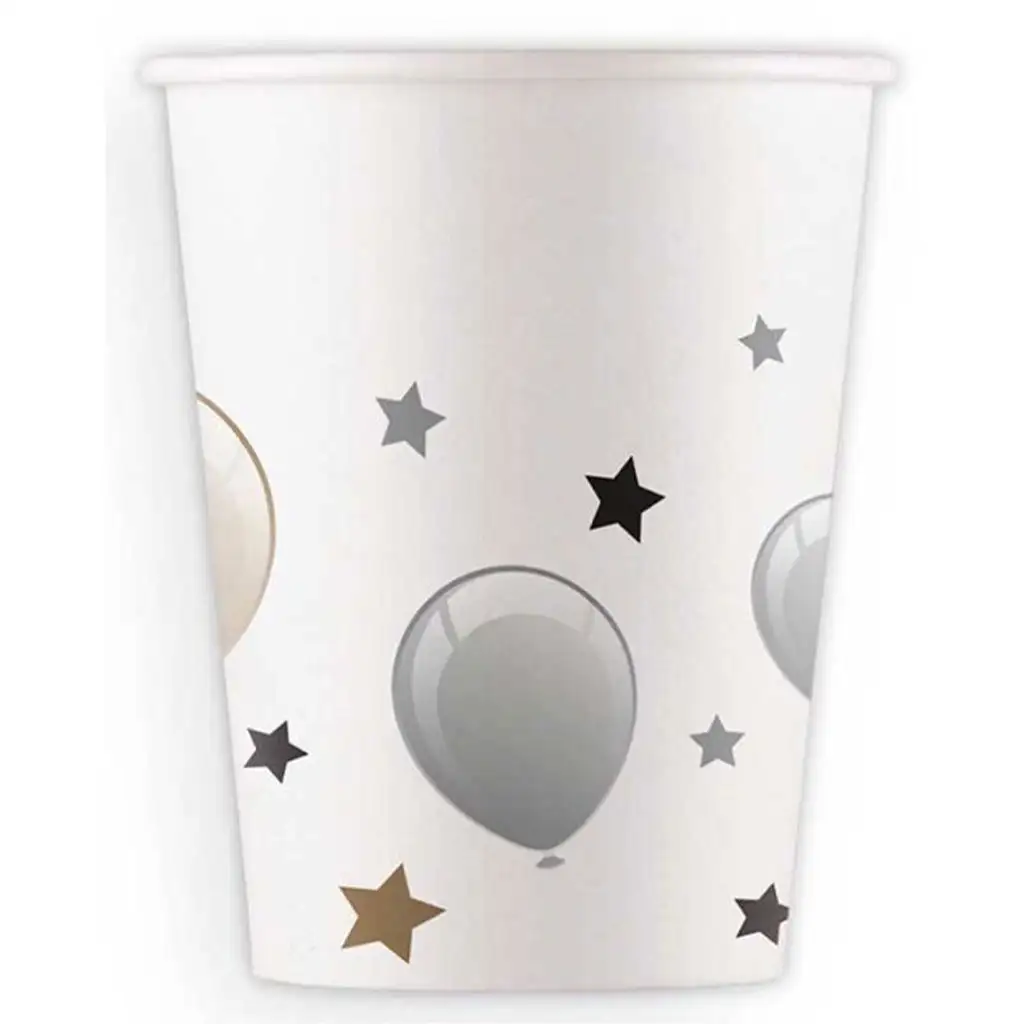 imagen de Juego de 8 vasos de papel color plata 200ml 1