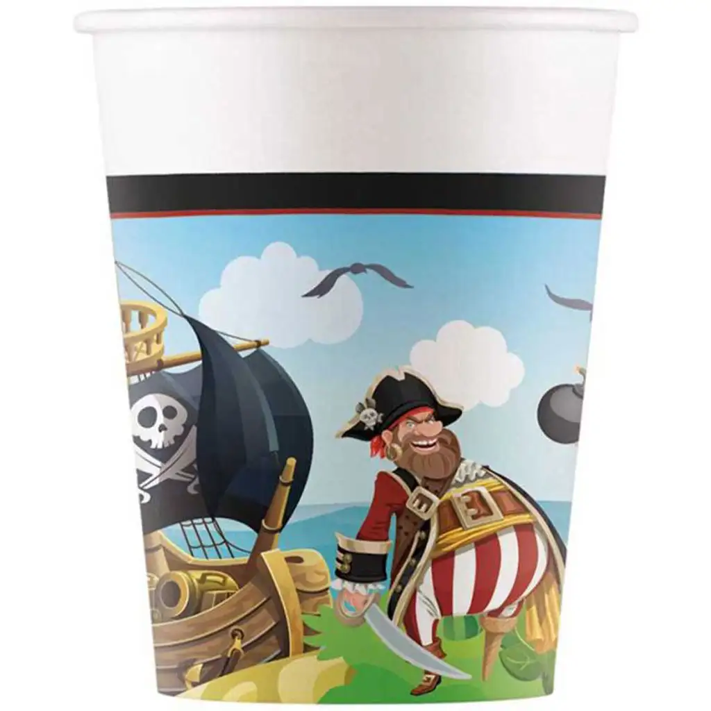 imagen de Juego de 8 vasos de papel de pirata 200ml 1