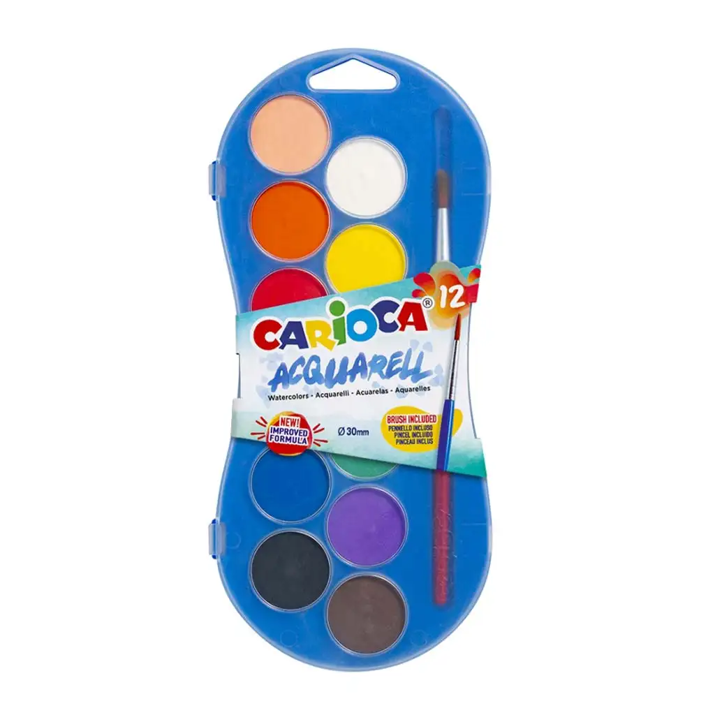 imagen de Juego de acuarelas 12 colores 30mm - Carioca 1