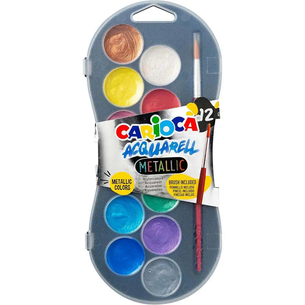 imagen de Juego de acuarelas 12 colores metálicos 30mm - Carioca 1