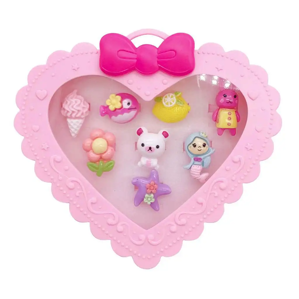 imagen de Juego de anillos en caja en forma de corazón de 8 piezas en varias versiones 2