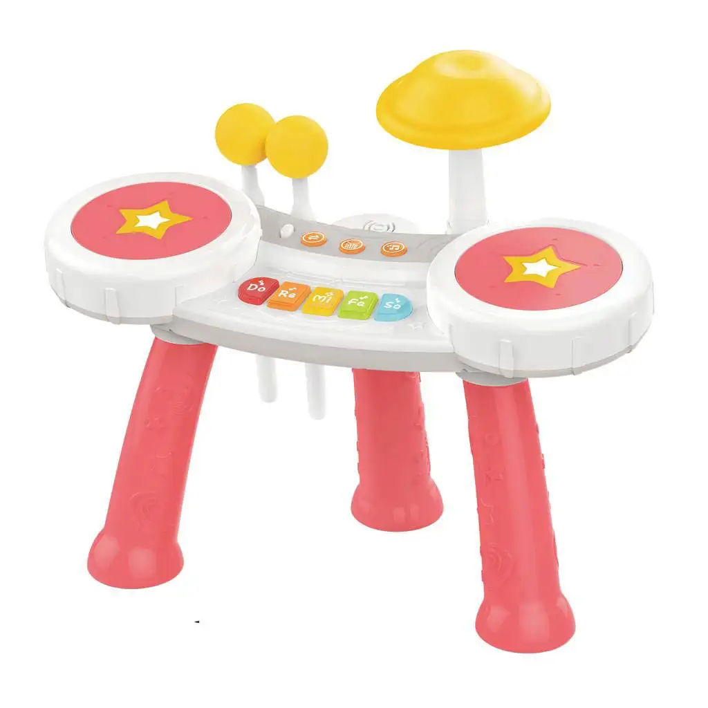 imagen de Juego de batería con piano en color rosa 2