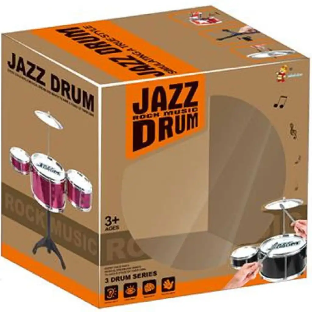 imagen de Juego de batería de 4 piezas con soporte de Jazz Drum en color negro 1