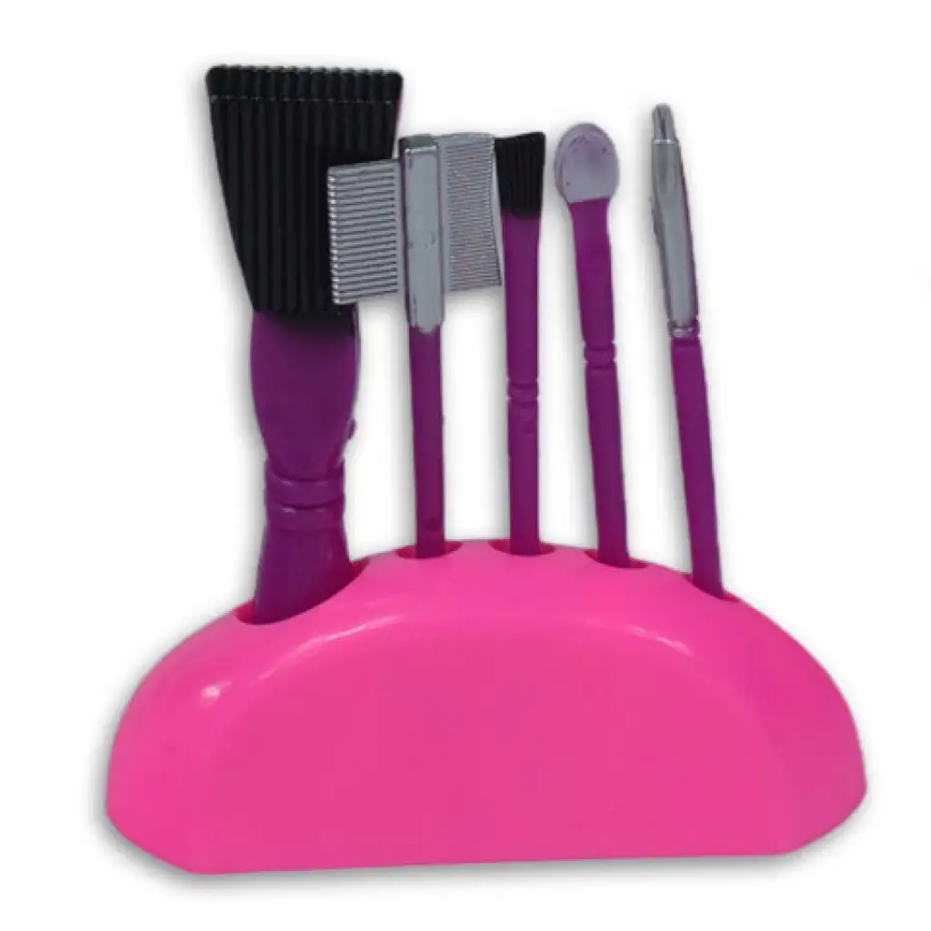 imagen de Juego de belleza de 7 piezas en rosa con brochas de maquillaje, secador de pelo y accesorios 4
