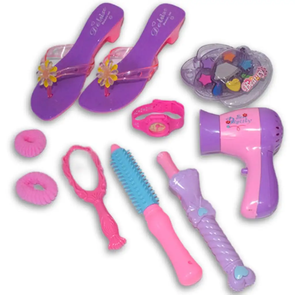 imagen de Juego de belleza de 9 piezas en rosa con zapatos, reloj y accesorios 5