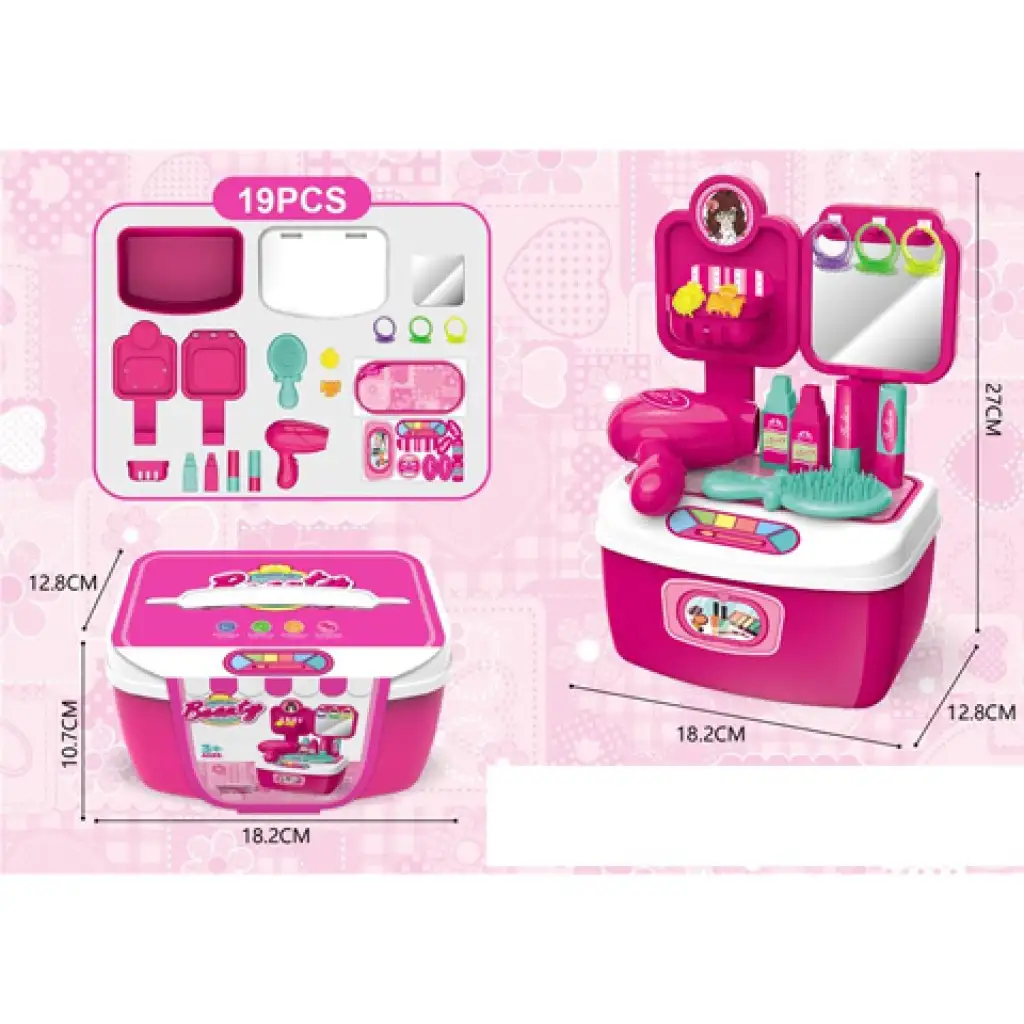 imagen de Juego de belleza portátil de 19 piezas rosa 1