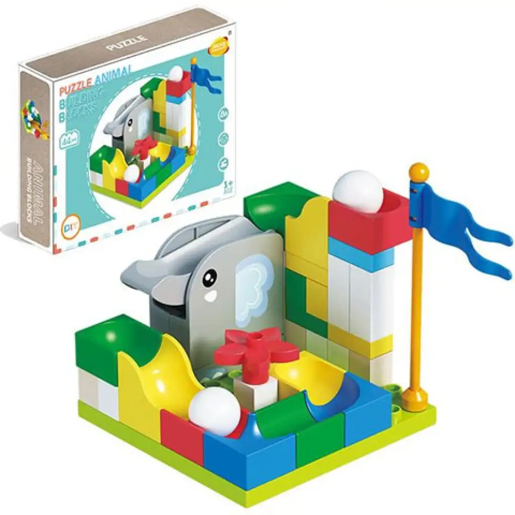imagen de Juego de bloques de construcción coloridos con elefante 44 piezas 1
