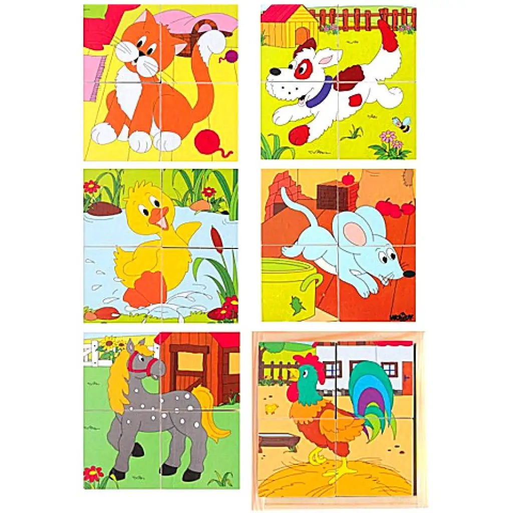 imagen de Juego de bloques de madera con animales domésticos 1