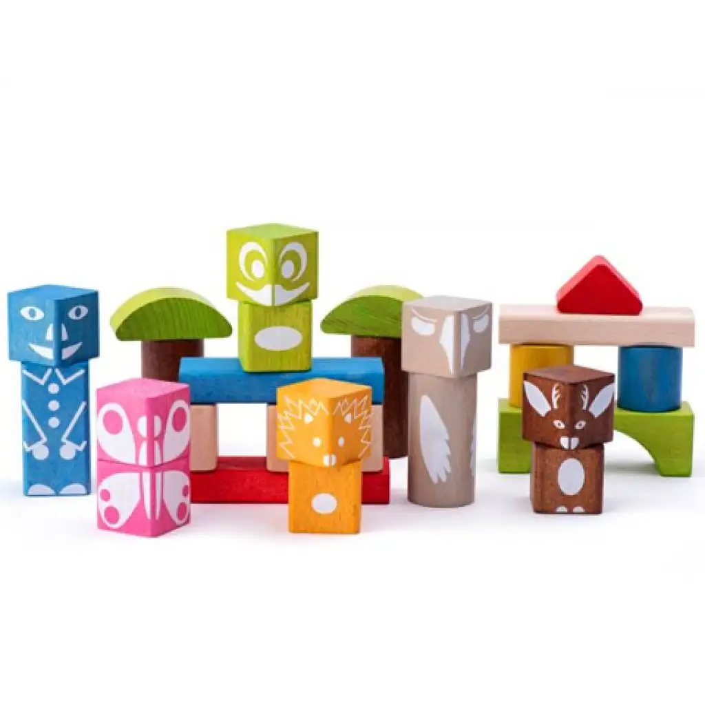 imagen de Juego de bloques de madera de colores 26 piezas 1
