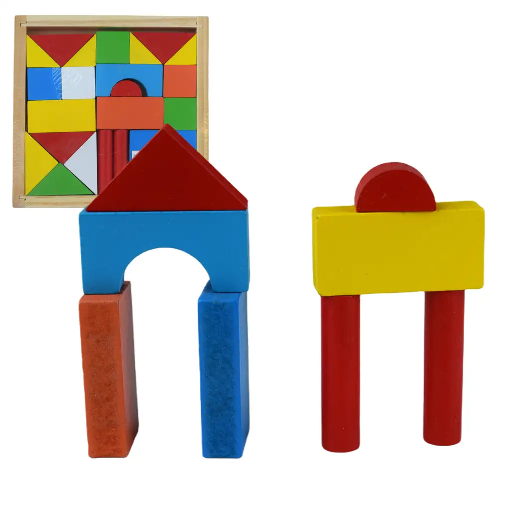 imagen de Juego de bloques de madera de colores de 24 piezas en caja 3