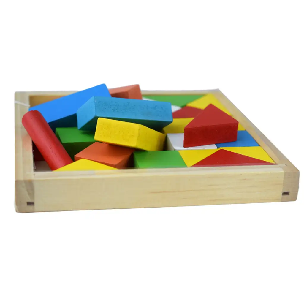 imagen de Juego de bloques de madera de colores de 24 piezas en caja 4