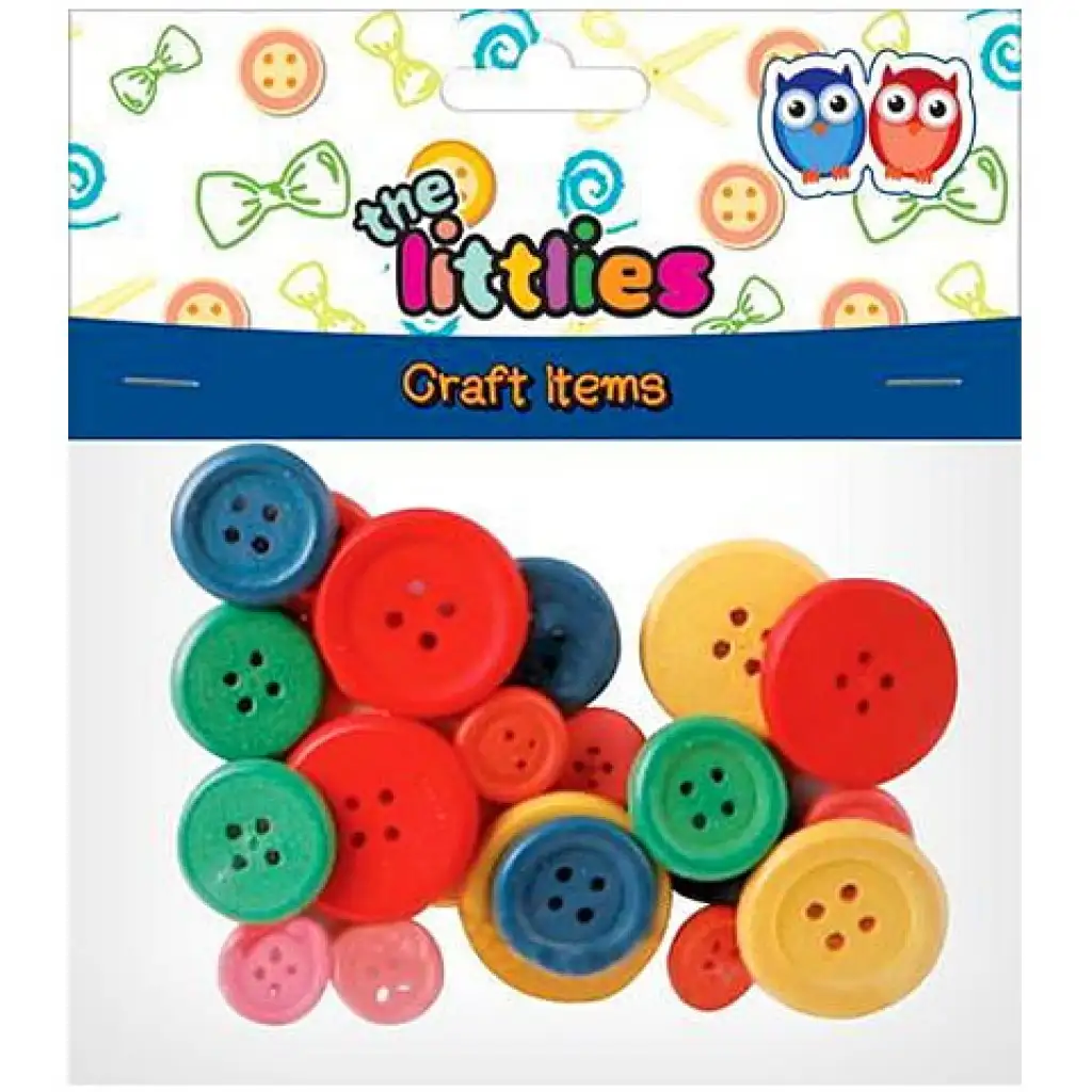 imagen de Juego de botones de madera de colores en varios tamaños 28pcs 1