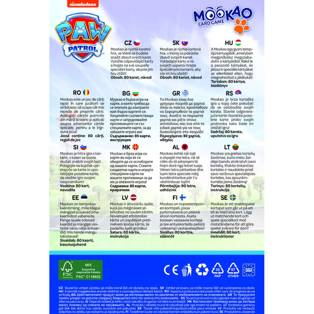 imagen de Juego de cartas Mookao de Patrulla Canina - Trefl 3