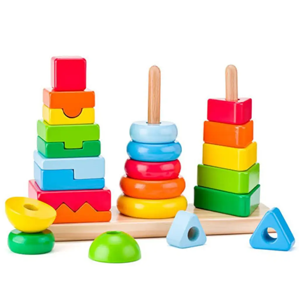 imagen de Juego de construcción de torre de madera Montessori - Woodyland 1