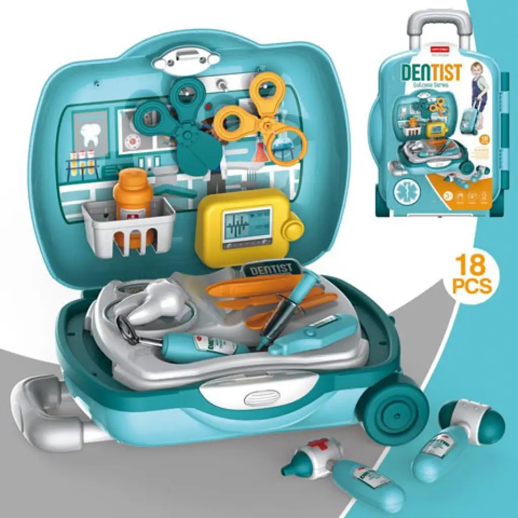 imagen de Juego de dentista en maletín azul con accesorios 1