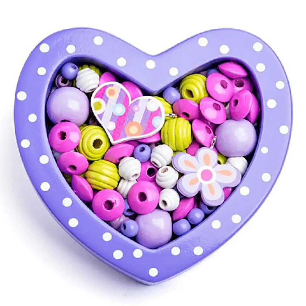 imagen de Juego de ensartar cuentas en forma de corazón pequeño morado 1
