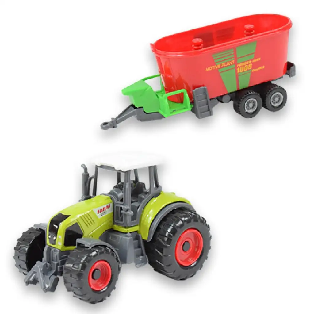 imagen de Juego de Granja: Tractor agrícola con remolque en cuatro versiones de 22cm 7