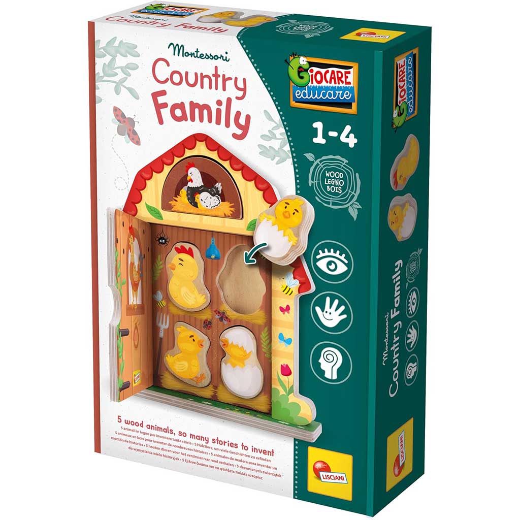 imagen de Juego de habilidades de familia de gallinas de madera Montessori - Lisciani 1