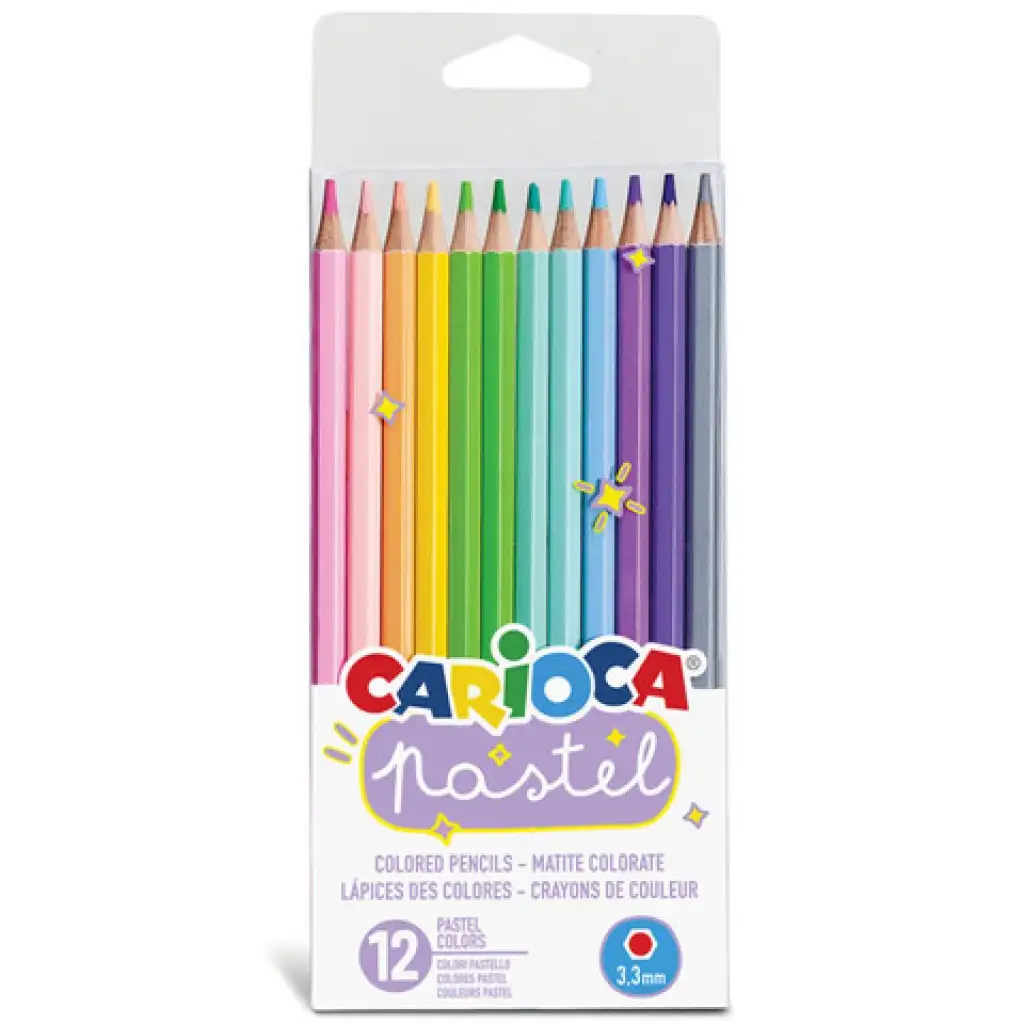 imagen de Juego de lápices de colores en tonos pastel de 12 unidades - Carioca 1