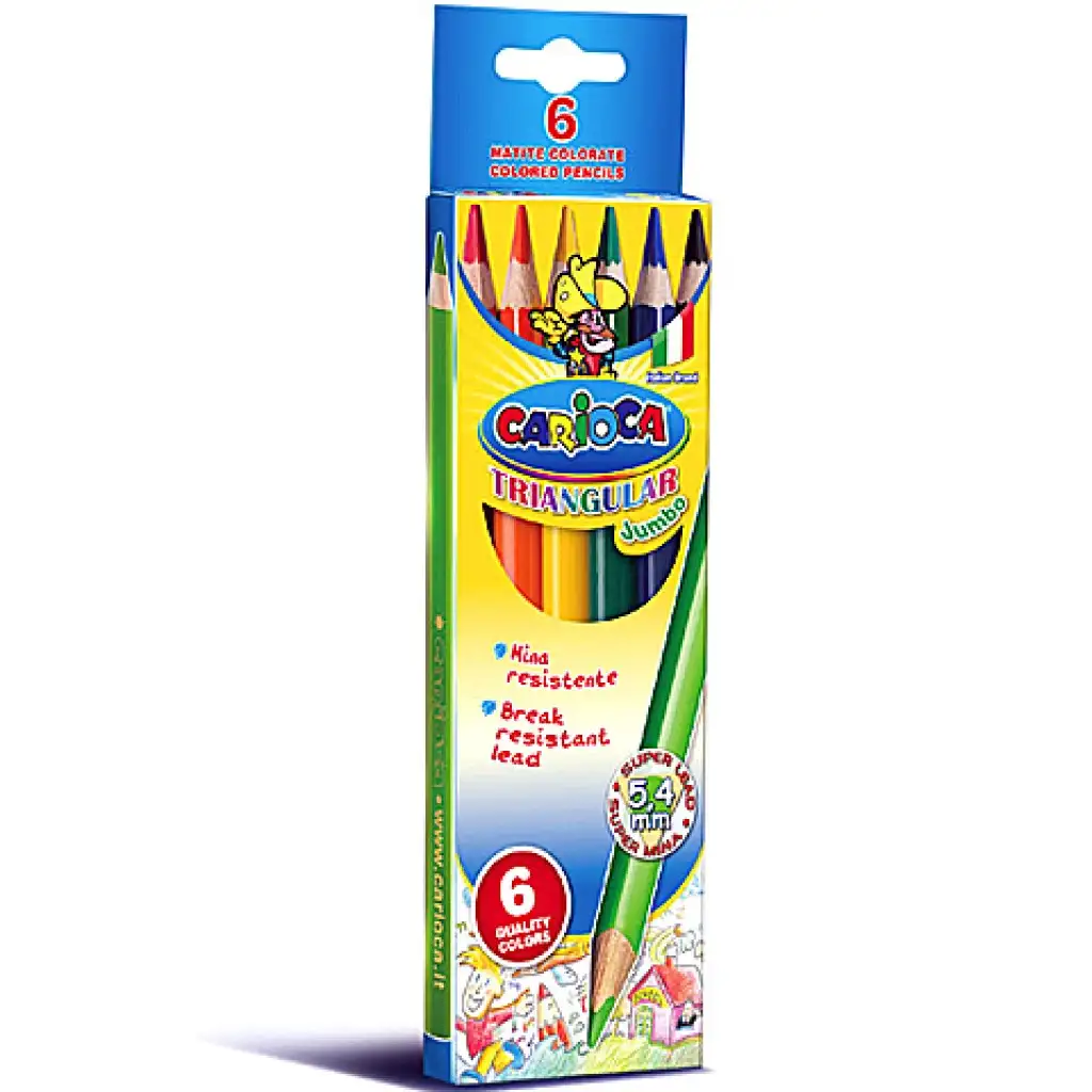 imagen de Juego de lápices de colores Jumbo en forma de triángulo 6ud - Carioca 1