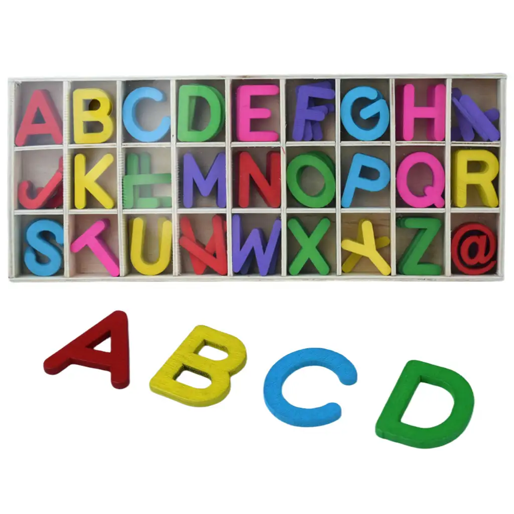 imagen de Juego de letras de madera de colores ABC de 130 piezas 1