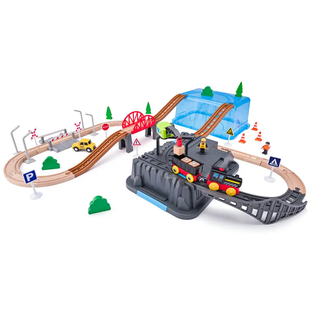 imagen de Juego de minería con vía de tren de 54 piezas - Woodyland 2