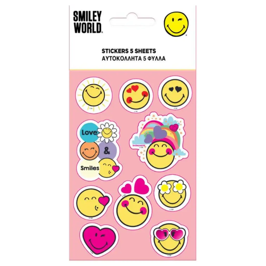 imagen de Juego de pegatinas Smiley autoadhesivas  8x12cm en 5 hojas 1