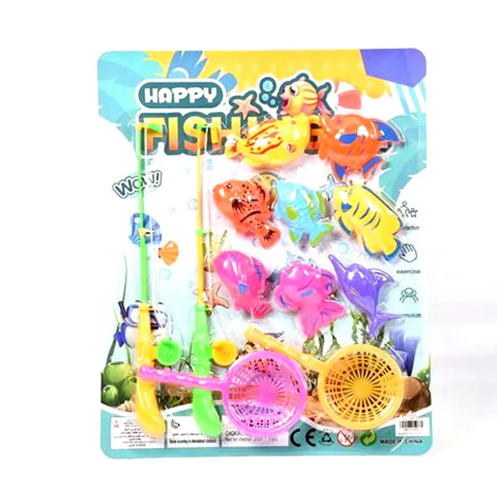 imagen de Juego de pesca de plástico con dos cañas de pescar, redes y animales marinos 1