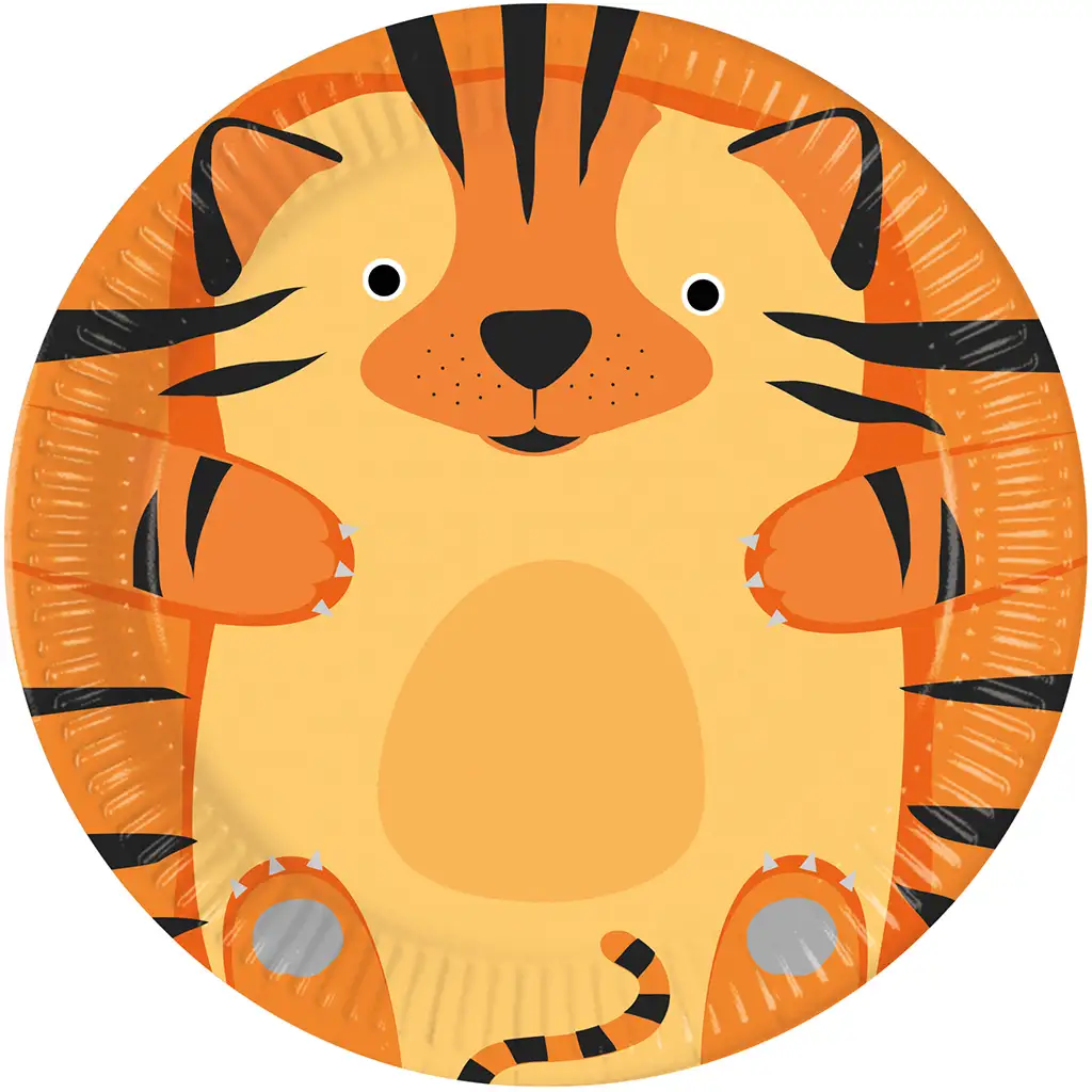 imagen de Juego de platos de papel de 8 piezas con diseño de tigre de 23 cm 1