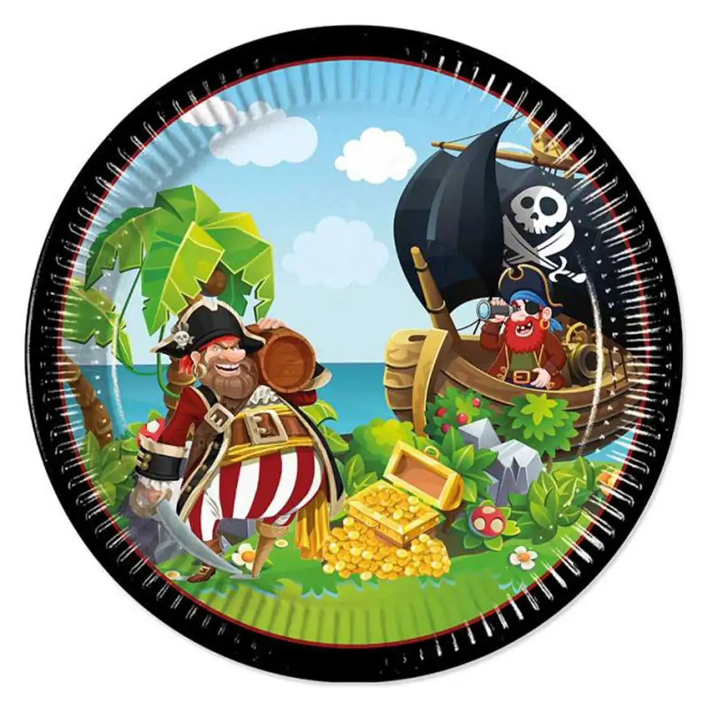 imagen de Juego de platos de papel de pirata de 8 piezas de 23 cm 1