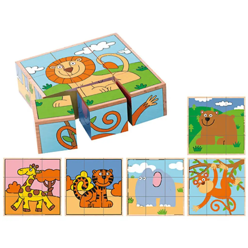 imagen de Juego de rompecabezas de bloques de madera de animales exóticos 2
