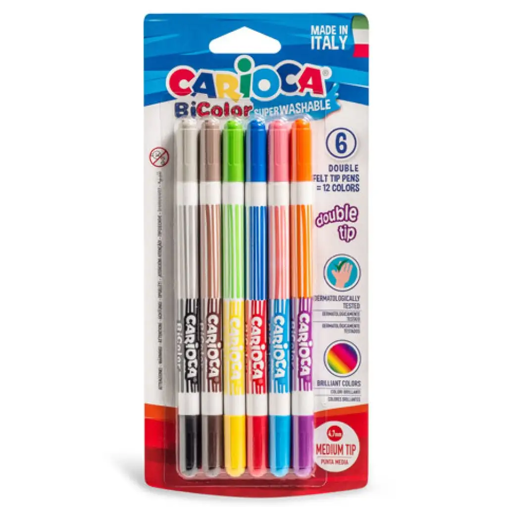 imagen de Juego de rotuladores de dos colores 6uds - Carioca 1